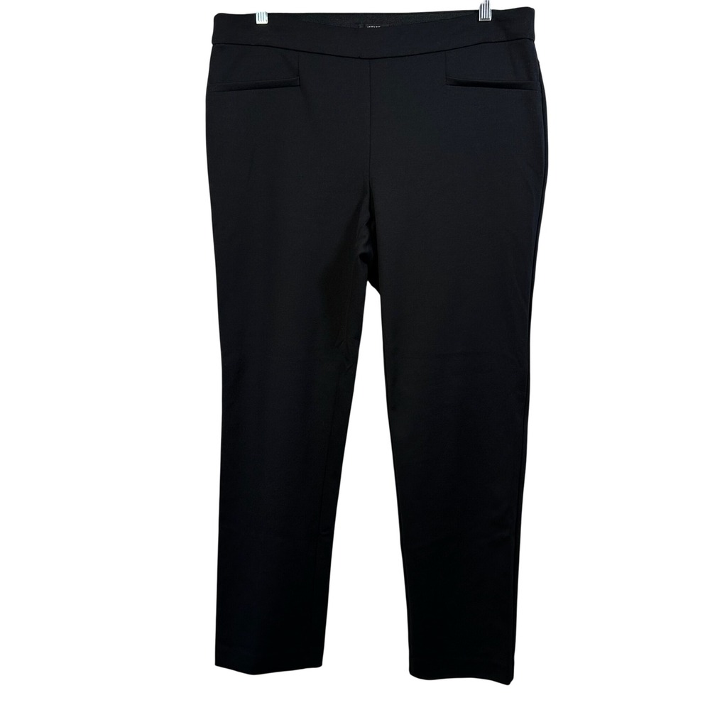 Alfani Woman‎ Black Pull On Tapered Pants Plus Size 14W Faux Pockets Stretch